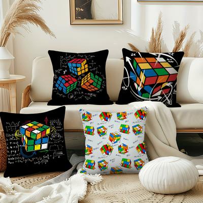 Lustiges Puzzle R-Rubiks C-Cube Mathe Kissenbezug Kissenbezug Dekoration Zimmer Zuhause Sofa Wohnen Büro Auto Nordische Schlichtheit