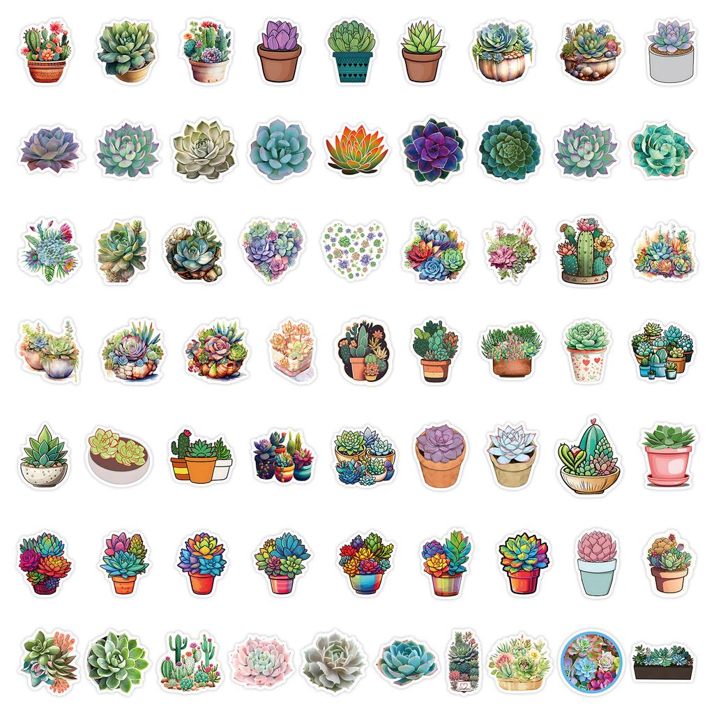 60 Succulents Graffiti Stickers Suitcase Computer Mobile Phone Water Cup Waterproof Stickers Stickers