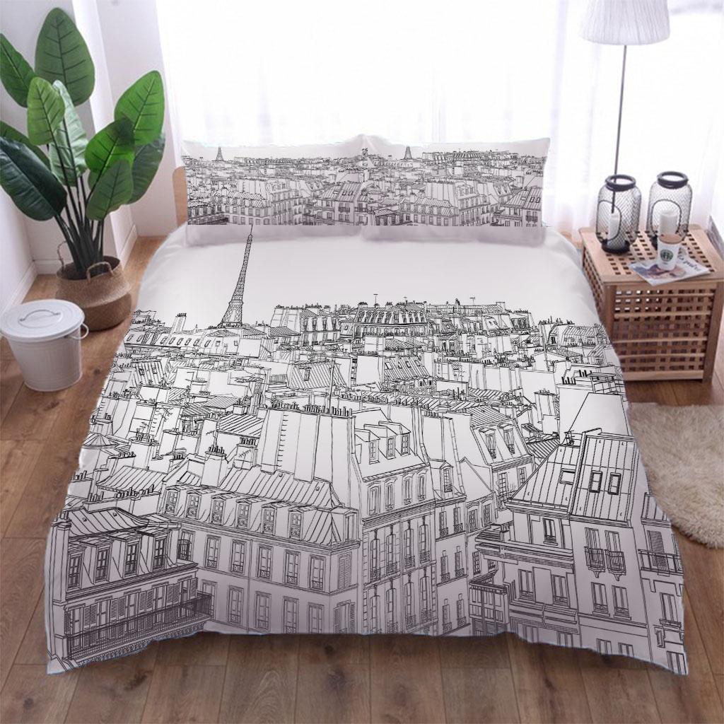 3D Grey City Streets Pattern Duvet Cover Collection Cute Cat Pattern Bedding Collection Polyester Quilt Cover King Twin Single Size Home