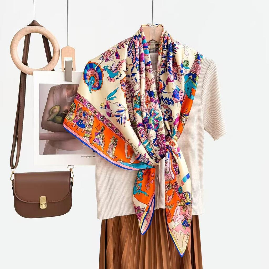 New fashion 111 mulberry silk silk scarf, women's Spring Festival gift for elders to keep warm 111 silk collection