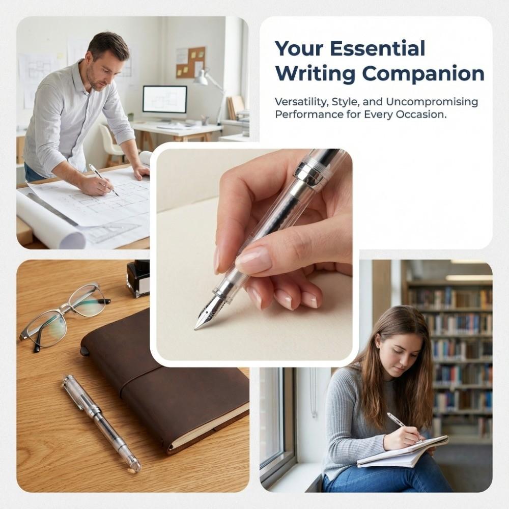 Iridium Nib Fountain Pen Transparent Ink Pen Stationery Writing Pen Writing Instrument