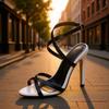 Pesstwei Summer Sexy High Heels Sandals Women's Fashion Cross Strap Open Toed Sandals Wedding Party Stripper Pumps Shoes