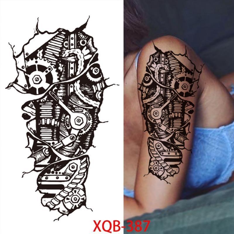 1 stk 210*114MM Havfrue Midlertidig Tatovering For Kvinner Menn Realistisk Rev Løve Blomst Tatoveringer Klistremerke Rygg Arm Engangs Død Hodeskalle Falsk Tatovering