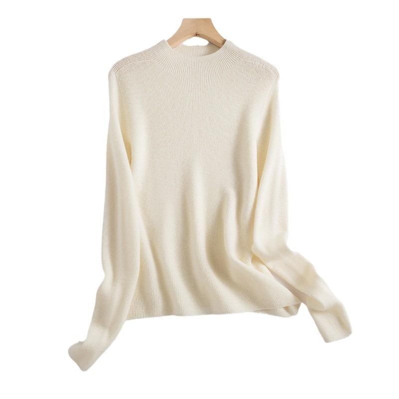 Extended semi-turtleneck wool sweater women's 0 full wool seamless integrated knitted backing soft waxy fleece autumn top new