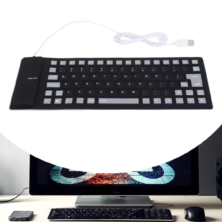Rolls up Silicone Keyboards 85Keys USB Wireds Silents and Flexible for Comfortable Typing on Laptops and PC Waterproof