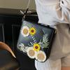 New Design Niche Embroidery Three-dimensional Sunflower Pastoral Bucket Bag Fashion Versatile Messenger Bag Women