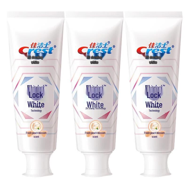 Crest Dual-Color Whitening Toothpaste, Fresh Peach Blossom, 3 x 120g