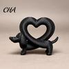 Unique Dog Lover Gifts 3D Printed Dachshund Heart Ornament, Creative Statue, Cute Romantic Anniversary Present Love Animal Figurine for Home