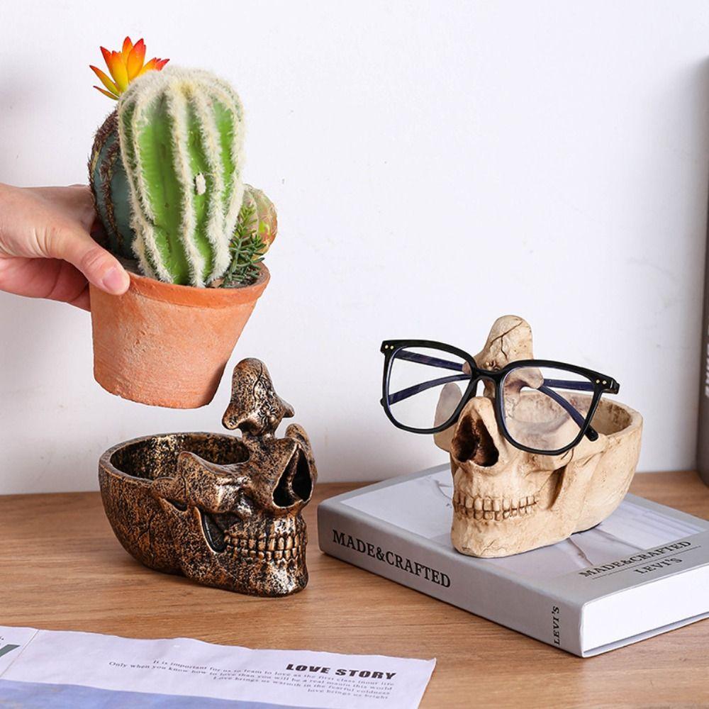 Anti-slip Skull Glasses Holder Creative Skull Resin Sculpture Glasses Display Stand  Living Room