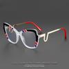 New Striped Color Blocking Anti Blue Light Glasses Butterfly Glasses Metal Frame Curved and Fashionable Eyes and Legs