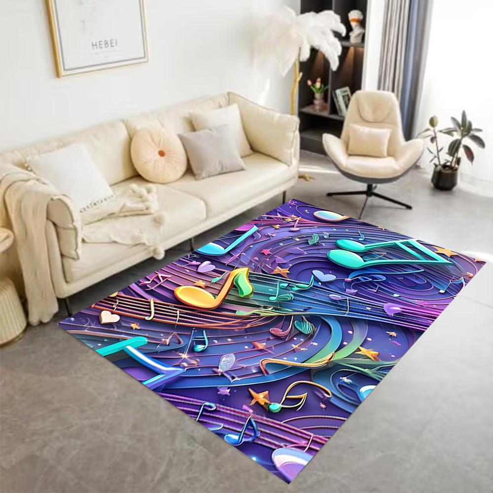 1pc music notes vinyl records and cassettes rug home carpet design for office decor gift living room bedroom