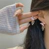 2025 New Pink Enamel Petals Earrings for Women Girls Sweet Zircon Flower Leaf Tassel Pendant Earring Party Fashion  Gifts