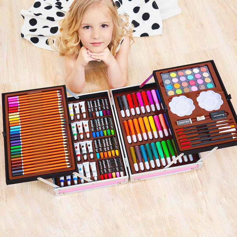 200-Piece Watercolor Brush & Crayon Set for Kids and Students