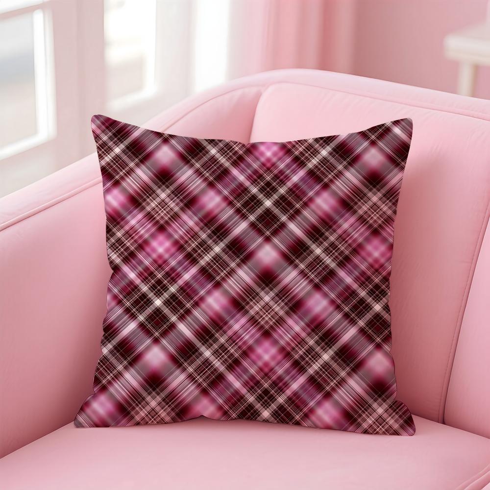 PPlaid and Leopard Print Textures Cushion Cover Pillowcase Short Plush Invisible zipper Room Sofa Cushion Cover