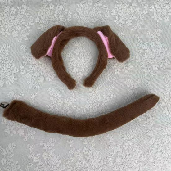 Lot de 2/3/4 cerceaux à cheveux pour oreilles de chien pour adultes et enfants, en peluche, rembourrage en coton, nez, queue, nœud papillon, costume de Cosplay, cadeau de fête d'Halloween de Noël