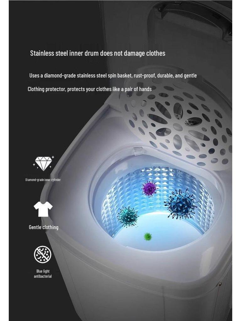 Mini-Schleudertrockner mit reinem Kupfermotor - Edelstahl, Große Kapazität, Ideal für Wohnheime und Mietwohnungen