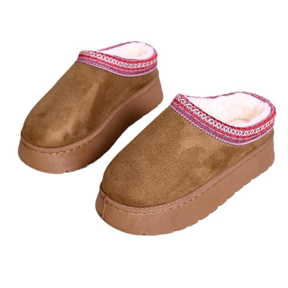 2026 Winter New Snow Boots for Women Cashmere Warm Thick Soles Without Heel-covered Hair Half Slipper Cotton Shoes for Women