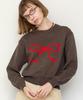 RONRON Heart Ribbon Jacquard Knit Brown