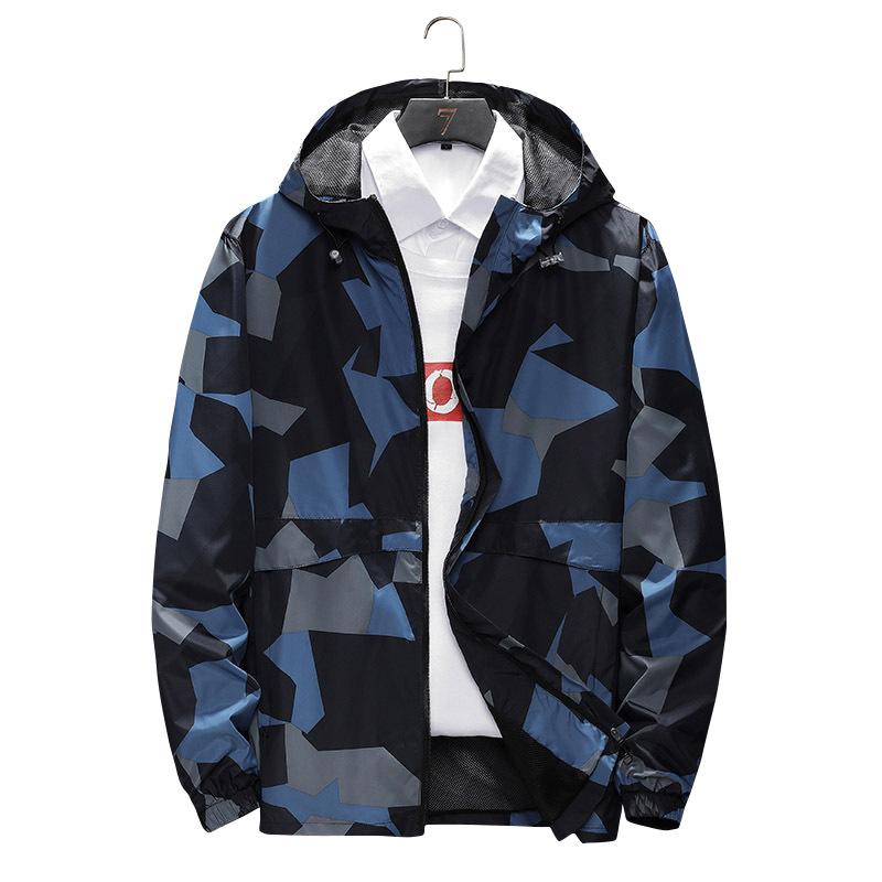 

Модная куртка с капюшоном, ветрозащитная мужская спортивная куртка с принтом, мужская уличная одежда, повседневный штурмовой костюм 5XL синий