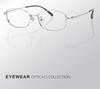 High-Intelligence Silver Ultralight Pure Titanium Narrow Eyeglasses for Women, Square/Round Face, Model 8933