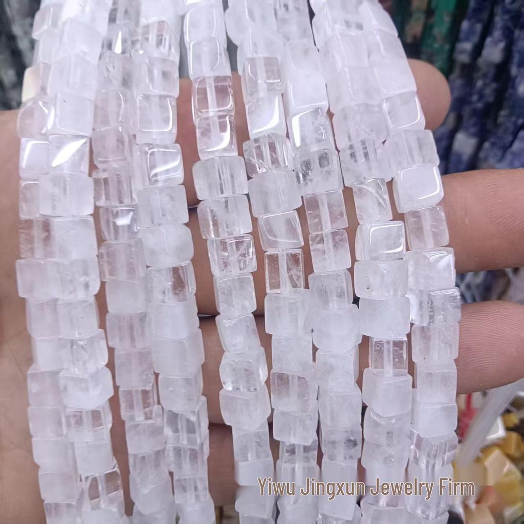 6x6mm Quadratische Rosenquarz-Achat-Perlenkette - Naturstein DIY-Zubehör