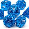 7 Pcs Blue White Stripe Metal Dice Solid Metal Polyhedral Dice Set Suitable for Role-Playing RPG  Board Game Card Game