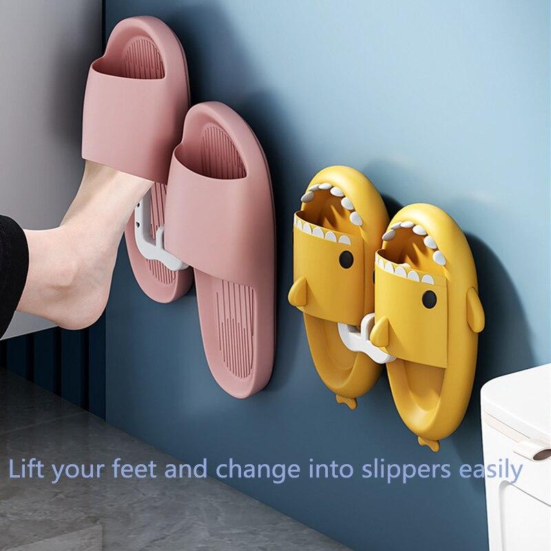 Slipper Rack Bathroom Punch Free Wall Mounted Toilet Shoes Drain Rack Bathroom Wall Sandal Rack Storage Rack