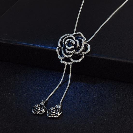 Mulheres Camisola Corrente Rosa Pingente Strass Borla Decoração Liga Roupas Jóias Namoro Baile Festa Decoração Gargantilha Colar