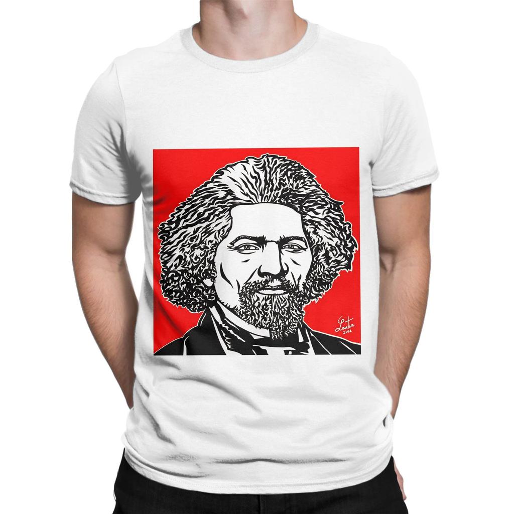 FREDERICK DOUGLASS ink and acrylic portrait Funny 100 Cotton TShirt Frederick Douglass Tops Tees For Unisex
