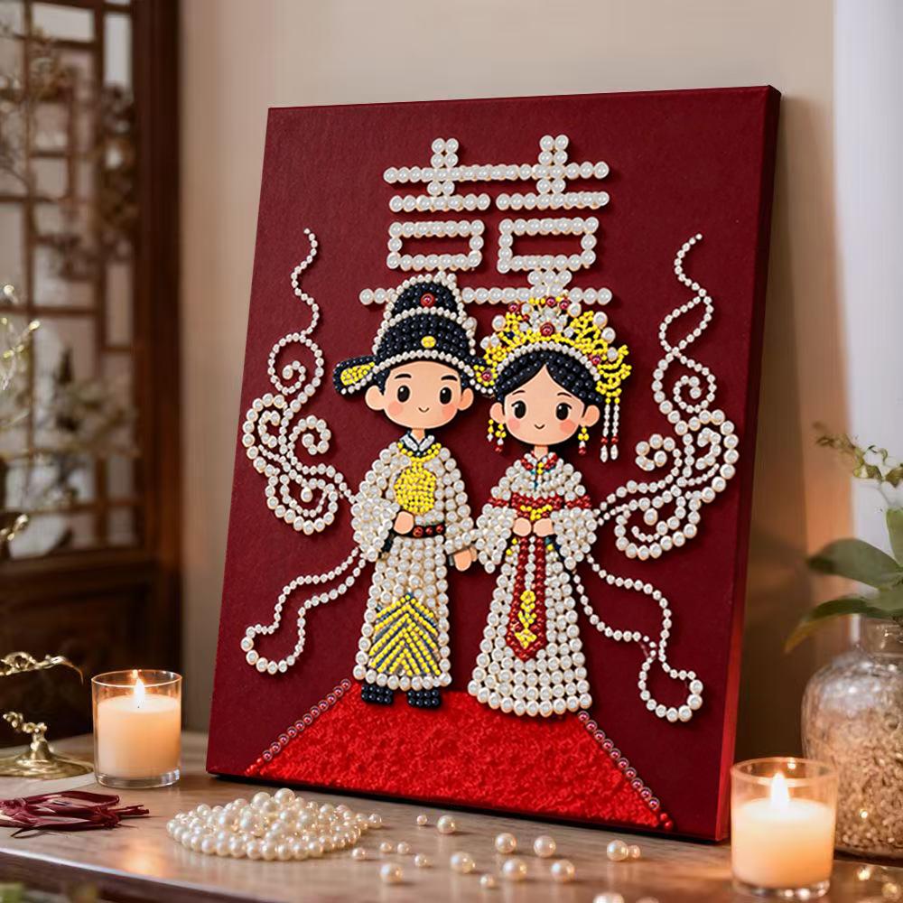 Decorative Painting Material Package, Handmade Diy National Style Ornament, Year Of The Horse Pearl Painting With Photo Frame, Living Room Entrance