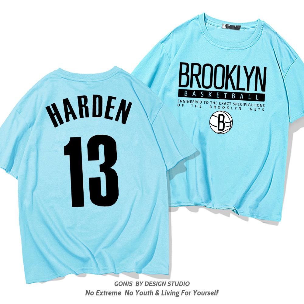 Nets Harden No. 13 Short-sleeved T-shirt Men's and Women's Trendy Youth Basketball Training Clothes Pure Cotton Casual Half-sleeved Clothes