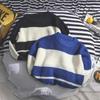 Tröja Herr Rundhals Ny Hongkong-stil Randig Lös Koreansk Casual Stickad Tröja Fladdermusärm Pullover