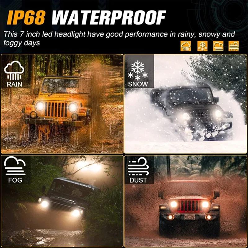 Ac29-2PC 7Inch H4 LED Headlight Running Lights Motorcycle Headlamp For Toyota Jeep Wrangler TJ JK LJ CJ Suzuki Lada Niva