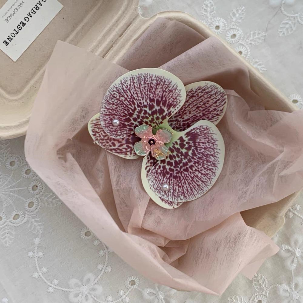 Sweet Orchid Flower Hairpin Rhinestone Women Side Clip Headdress Butterfly Orchid Hair Clip  Beach