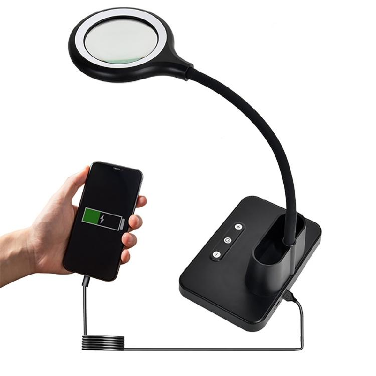 USB Charging 5 Times Zoom Magnifying Tool With Selectable Light Tone For Detailed Work Crafts Reading Elderly Artisans