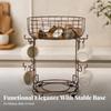 Two-Tier Storage Rack with Hooks Compact Kitchen Shelf Easy to Clean