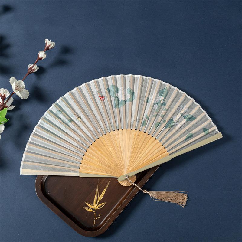 

Bamboo Antique Folding Fan Chinese Style Fan Summer Female Dance Fan Portable Elegent Flower Hand Held Fan Exquisite Gifts Decor