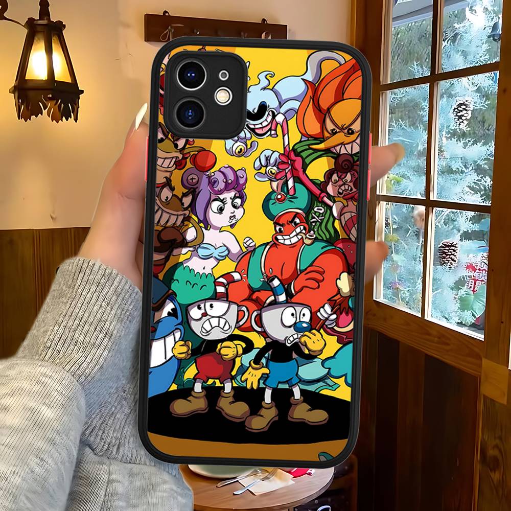 C-Cuphead Classic Game Phone Case For IPhone 16 15 14 13 12 11 Pro Max XS Max X Plus Matte Shockproof Cover
