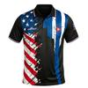 Men's Loose Fit Casual Short Sleeve Polo Shirt with Flag Print Comfortable Button Down Top for Everyday Wear
