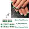 24 Pieces Patrick's Day Press On Nail Short Square False Nail Full Cover Nail Decoration Glossy Stick On Nail
