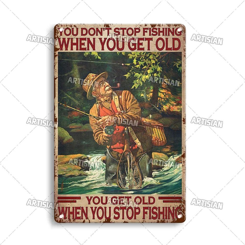 Boy Who Loved Fishing Metal Sign, Gift for Fisherman 20x30cm