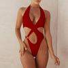 Women Swimsuit Hollow Out Halter Neck One-piece Wireless Monokini