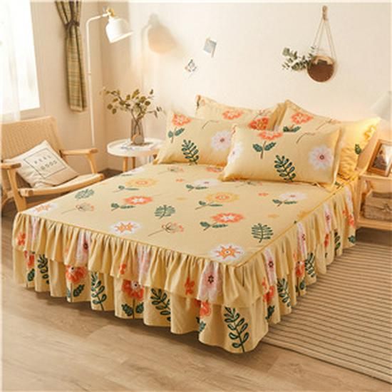 Korean-Style Brushed Princess Bed Skirt - Double-Sided Thickened Simmons Cover