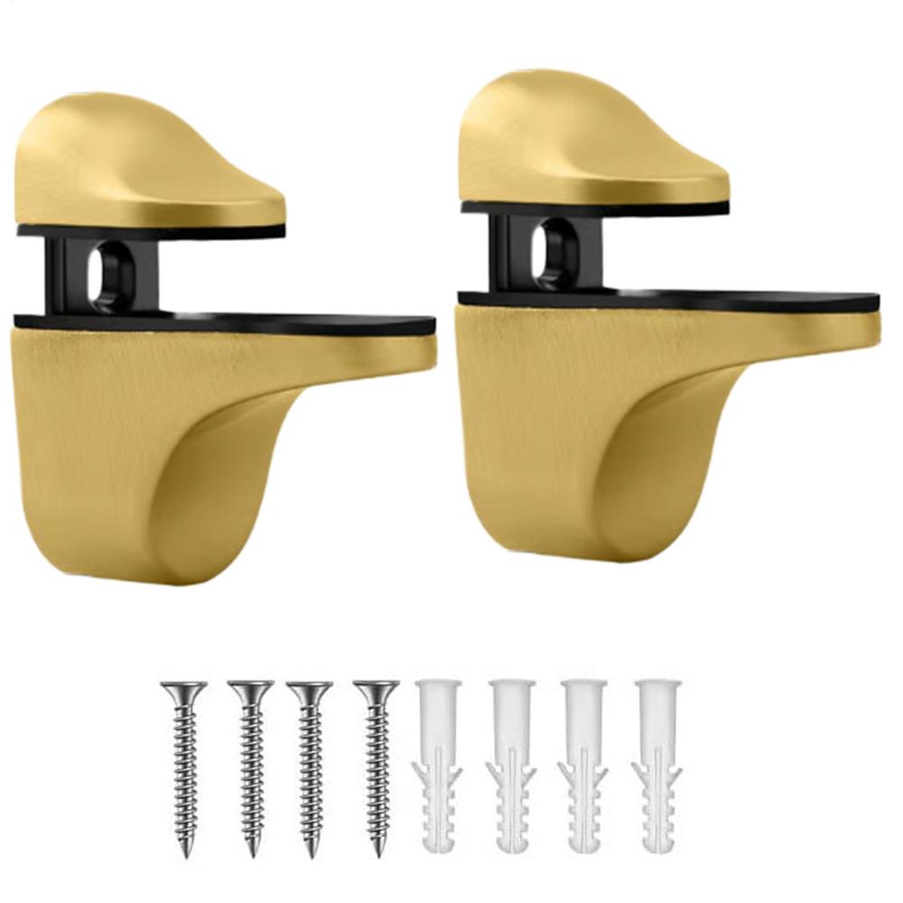

NEW Glass Shelf Brackets Wall Mount 2 Pieces Floating Shelf Brackets Adjustable Holder Support For Kitchen Wall Bedroom Living 5.5x2.4x5.5cm золотой