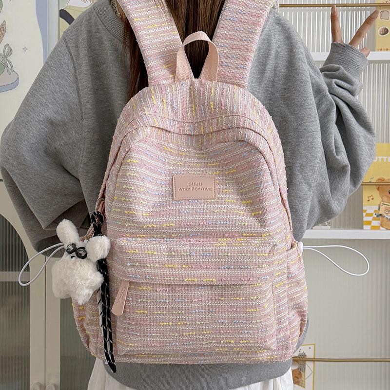 Schoolbag new Japanese ins niche literary and artistic small fresh plaid schoolbag female campus high school college student backpack