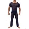 Men's Short Sleeve See-Through Mesh Slim Fit Diamond Net Top B-01