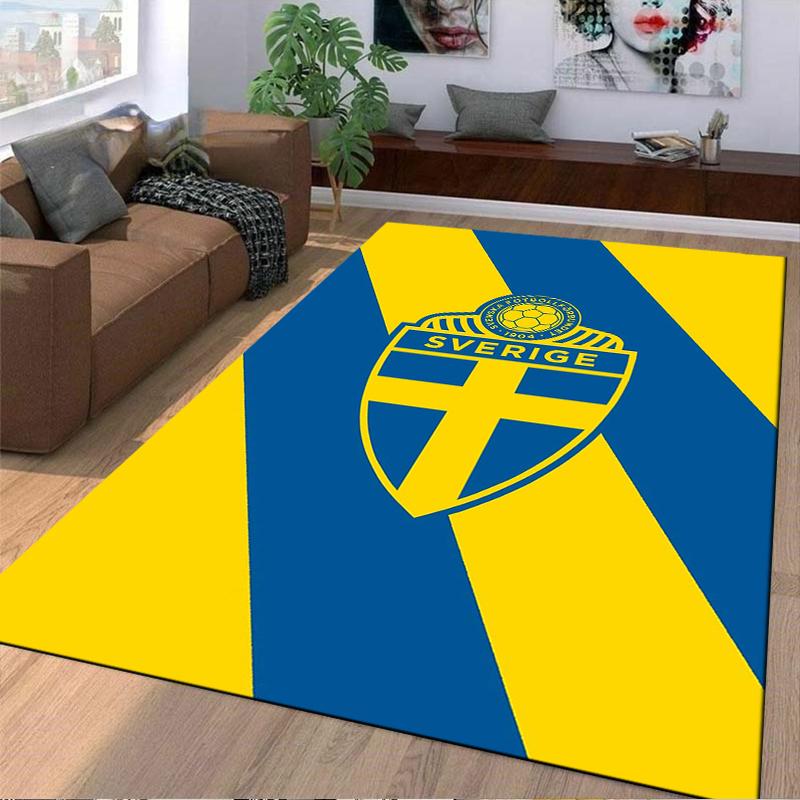 Sweden Flag Designed floor mat, suitable as a non-slip mat for the living room or bedroom sofa