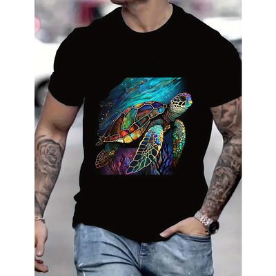 Men's Casual Short Sleeve Tee Trendy Printed Crew Neck Streetwear T-Shirt