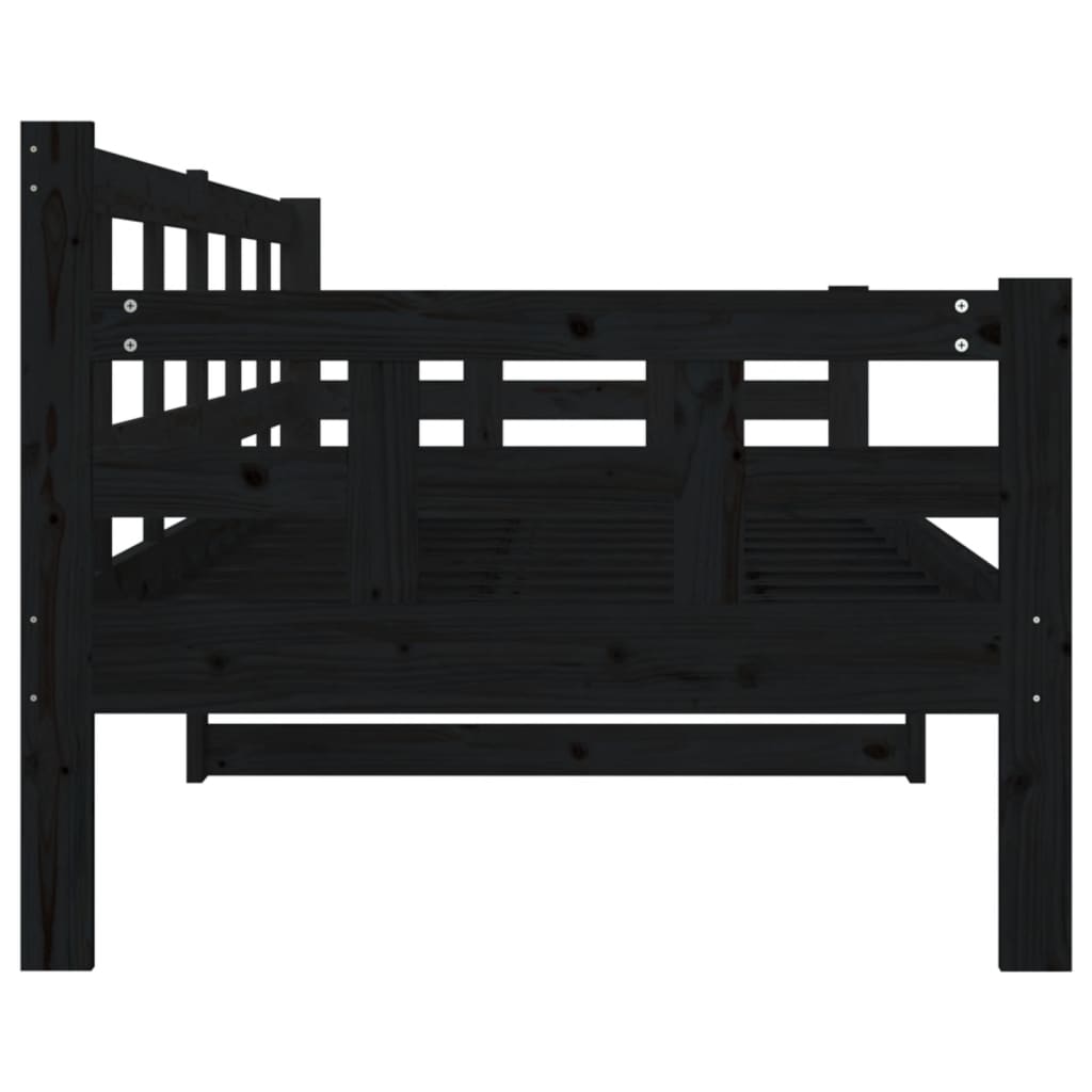 Daybed In Black Solid Pine Wood 80 X 200 Cm