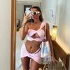 Sexy Single Shoulder Bikini Skirt 3 Piece Set Women Solid Split Swimsuit Beach New Summer Swimwear Set